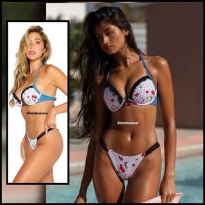 BEACH BUNNY Cherry Dot Push Up Top & Skimpy Bottoms XL Set $249
